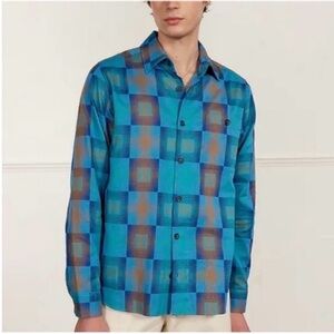 NWT PERCIVAL Razzle Check Knit Long Sleeve Shirt XL